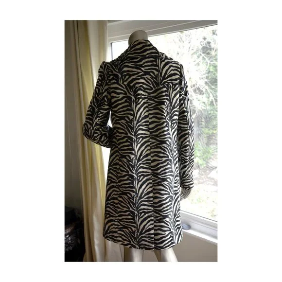 Vintage Betsey Johnson Striped Faux Fur Coat SZ 2 - Small - Picture 7 of 12